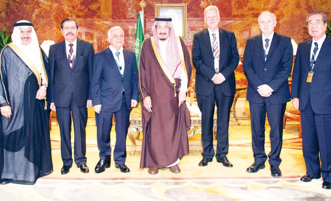 Winner of KFIP2017 Service to Islam Award King Salman with other award winners at the ceremony in Riyadh on Tuesday. (Photos by Bandar Al-Jaloud)