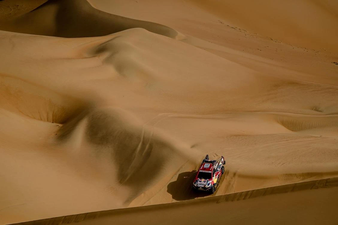 Nasser Saleh Al-Attiyah explores the wilderness of the Rub Al-Khali during the Abu Dhabi Desert Challenge on Wednesday. (AN photo)
