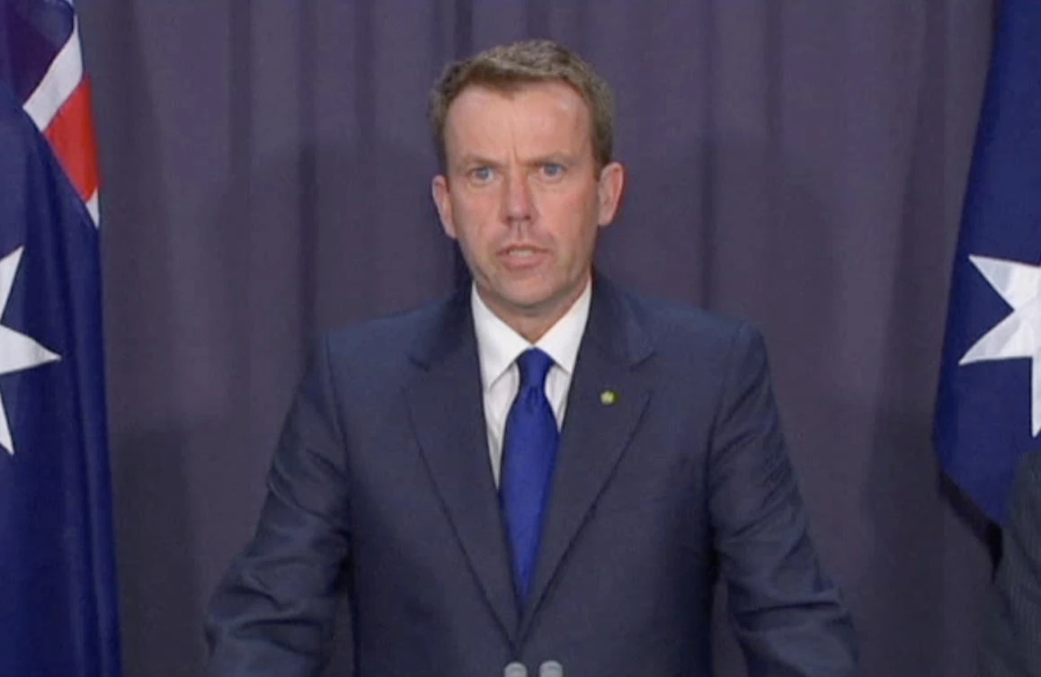 In this image made from video provided by Australia Parliament TV, Australian Veteran Affairs Minister Dan Tehan speaks during a news conference in Canberra on Thursday, April 6, 2017. (AP)