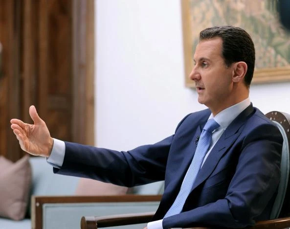 Syria's President Bashar al-Assad speaks during an interview with Croatian newspaper Vecernji List in Damascus, Syria, in this handout picture provided by SANA on April 6, 2017. (REUTERS)