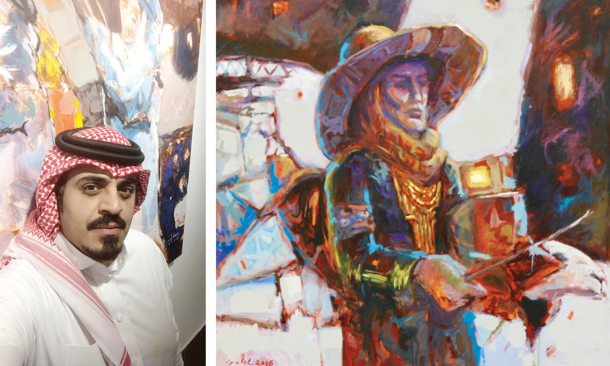Artist Saleh Al-Shehri uses primary colors with bold, heavy strokes to capture an expressionist view of his subjects.