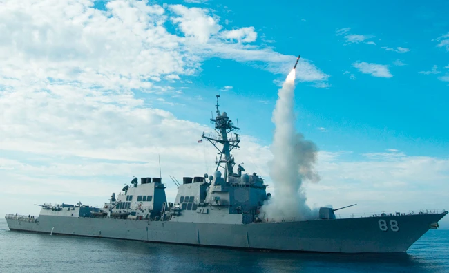 US President Donald Trump ordered a massive military strike against a Syria on Thursday. (AFP/US NAVY)