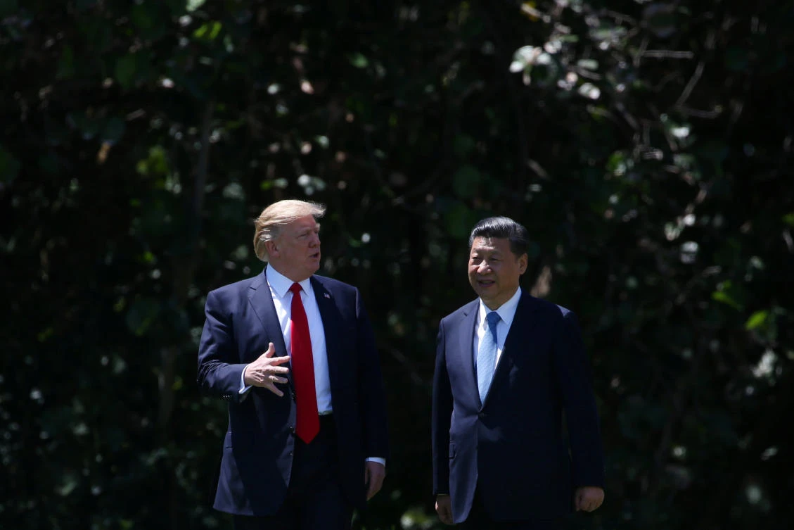 US President Donald Trump and China’s President Xi Jinping at Mar-a-Lago. (Reuters)