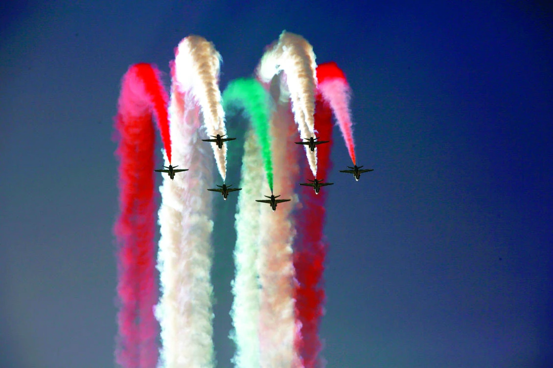 Planes take part in a flyover during a joint air force drill between Sudan and Saudi Arabia at the Marwa air base, near Meroe on Sunday. (AFP)