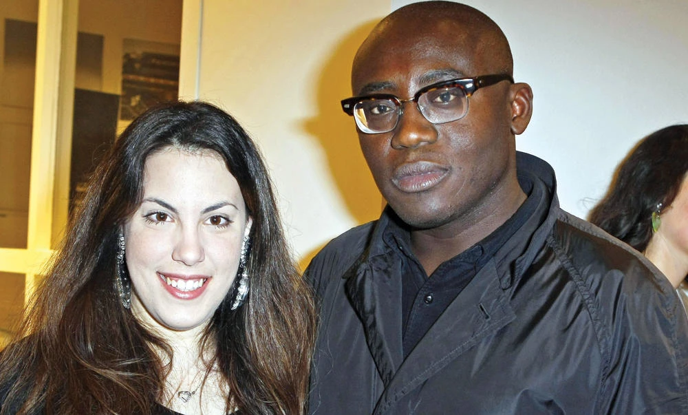 Fashion designer Mary Katrantzou, left, with magazine director Edward Enninful. (AP)