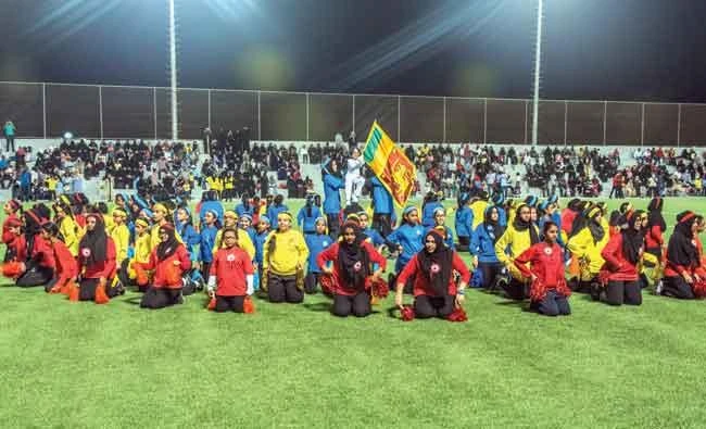 Students performing inter-house drill display.
