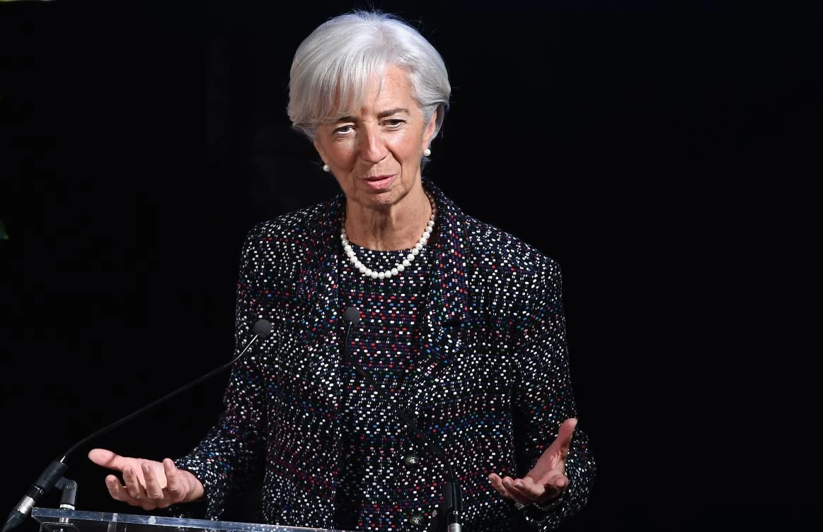 International Monetary Fund (IMF) Managing Director, French Christine Lagarde, gives a talk about the global outlook and policy priorities ahead of the upcoming 2017 IMF spring meetings on April 12, 2017 at the European economic think tank Bruegel in Brussels. (AFP)