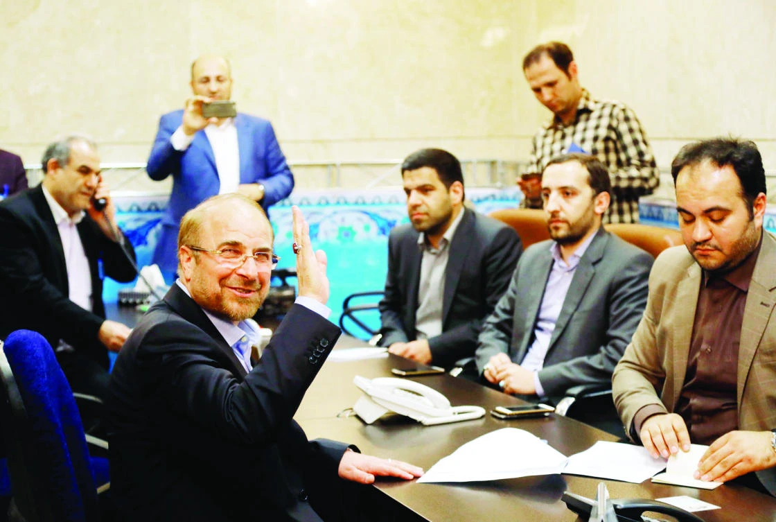 Mohammad Bagher Ghalibaf, mayor of Tehran, registers his candidacy for the upcoming presidential elections. (AFP)