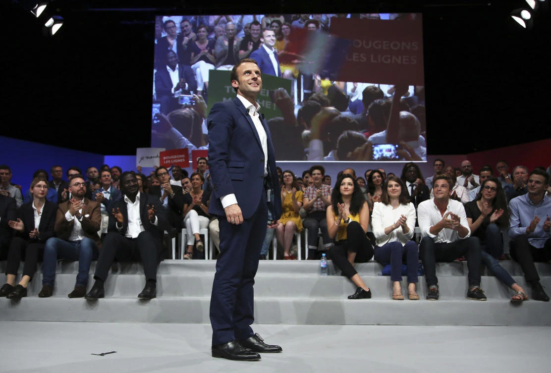 French presidential candidate Emmanuel Macron attends a rally. (AP)