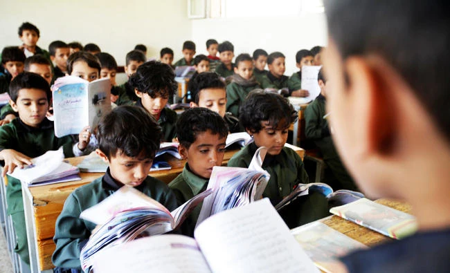 Students attend a school in Sanaa. (Reuters)