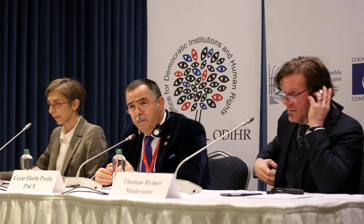 (From L) OSCE Office for Democratic Institutions and Human Rights (ODIHR) mission head in Turkey Tana de Zulueta, ODIHR and the Parliamentary Assembly of the Council of Europe (PACE) Cezar Florin Preda and ODIHR spokesman Thomas Rymer give a press conference Ankara, on April 17, 2017 following the results in a nationwide referendum that will determine Turkey's future destiny. Turkey's opposition on April 17, 2017 called for the annulment of a referendum giving President Recep Tayyip Erdogan sweeping new powers, as international monitors voiced concern over the campaign and vote count. The referendum was seen as crucial not just for shaping the political system of Turkey but also the future strategic direction of a nation that has been a NATO member since 1952 and an EU hopeful for half a century. / AFP / ADEM ALTAN