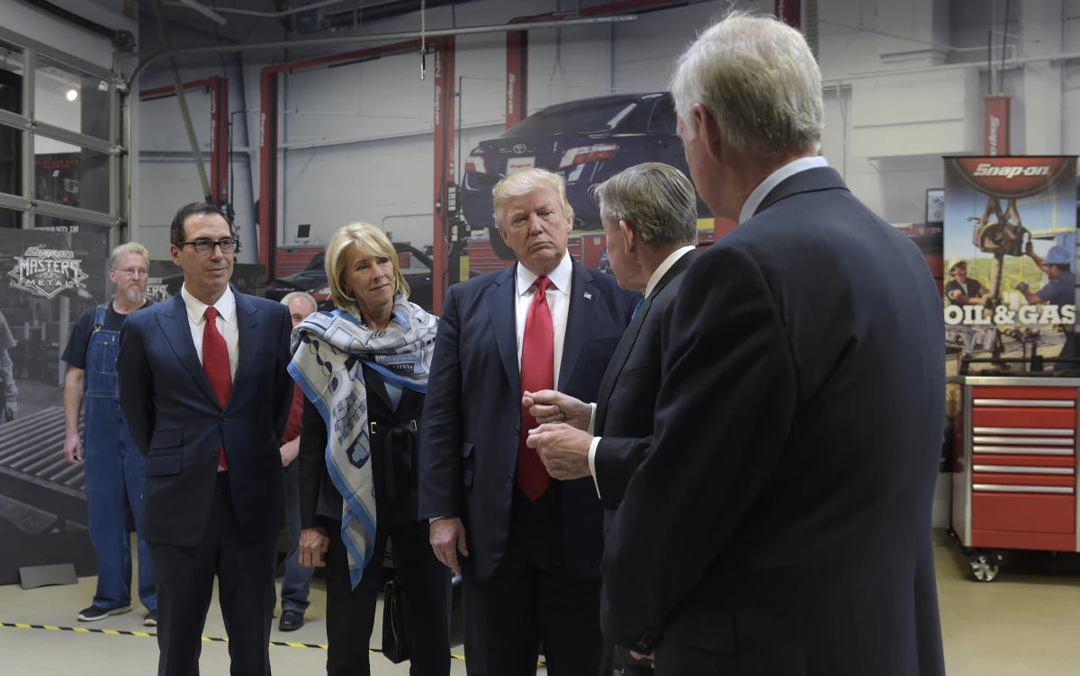 Trump “absolutely not” trying to talk down dollar, says Treasury Secretary Steven Mnuchin. (AP)