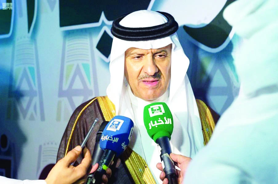 Prince Sultan bin Salman, president of the Saudi Commission for Tourism and National Heritage (SCTH), speaks to reporters after the inaugural ceremony of “Abha, the capital of Arab tourism 2017” in Asir region. (SPA)