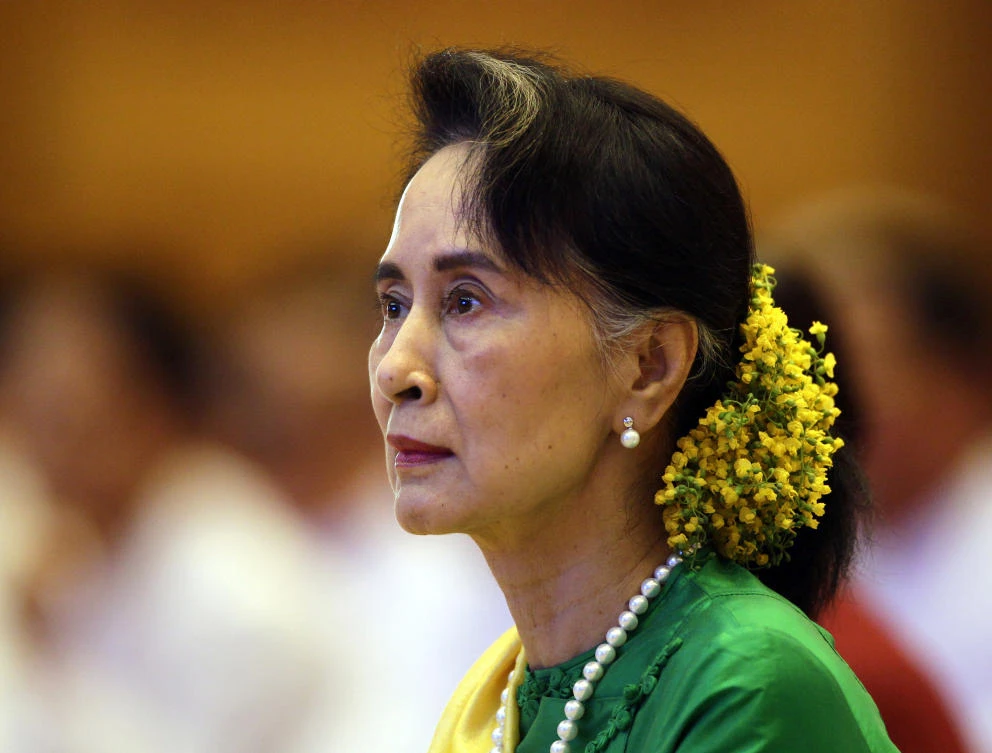 Myanmar' State Counsellor Aung San Suu Kyi. (AP Photo/Aung Shine Oo)