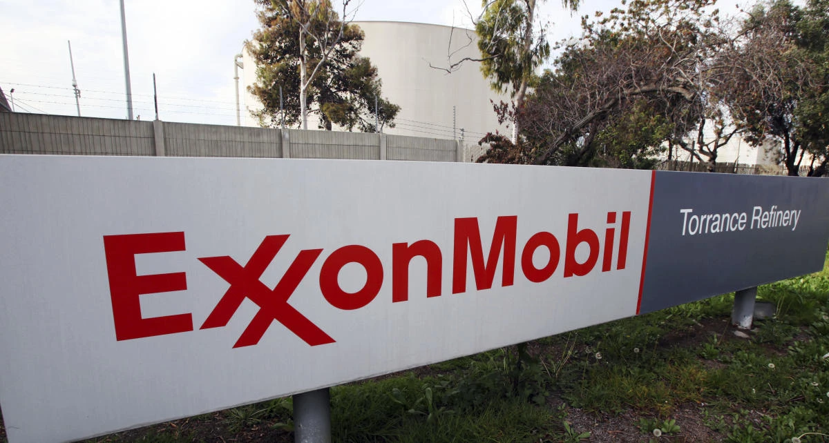 A file photo, shows the sign for the Exxon Mobil Torrance Refinery in California. (AP)