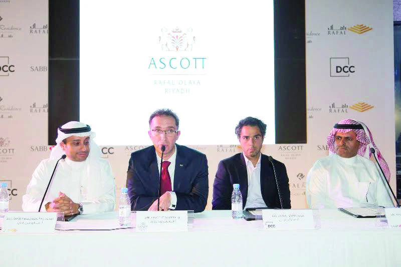 Abdul Rahman Bajunaid, RAFAL CEO, and Vincent Miccolis, country general manager for the GCC and Turkey, The Ascott Ltd, attend a press conference along with
other officials in Riyadh.