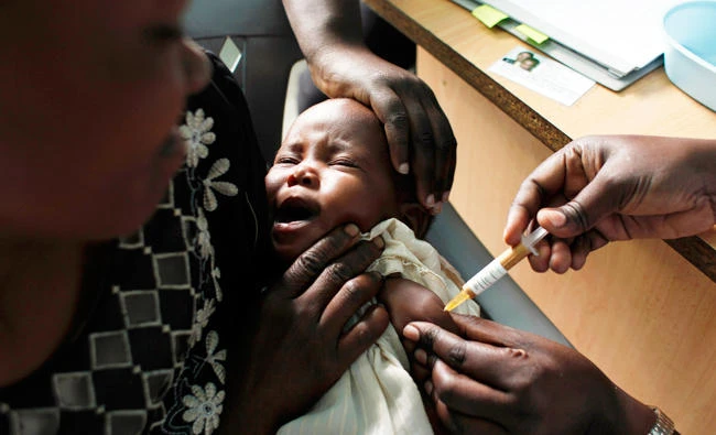 A baby receives a malaria vaccine a in Western Kenya in this file photo. (AP)