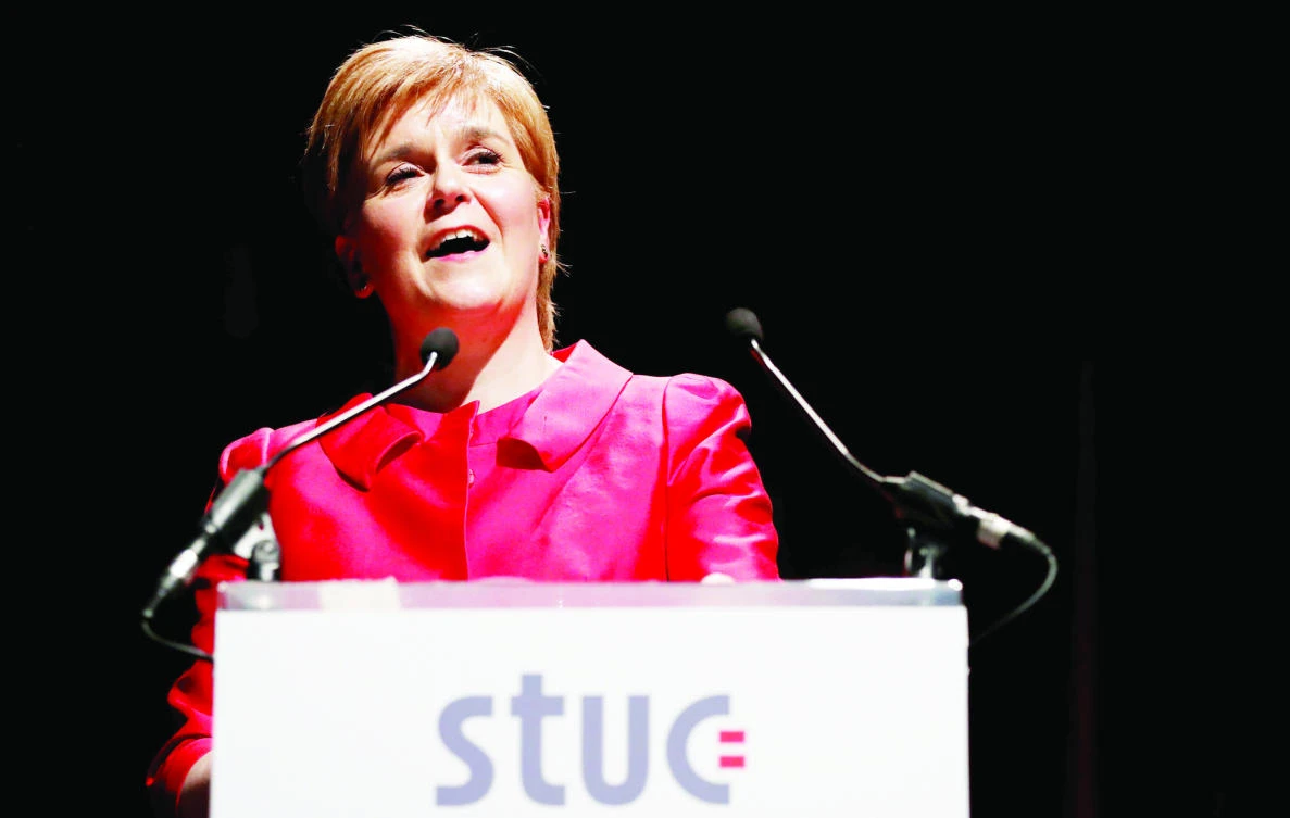 Scotland’s First minister Nicola Sturgeon addresses a conference in Aviemore, Scotland. (Reuters)