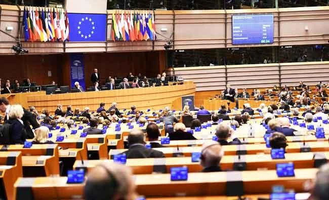 Hungary's Prime Minister Viktor Orban arrives to address the plenary session at the European Parliament on the situation in Hungary, in Brussels on Wednesday. (AFP)
