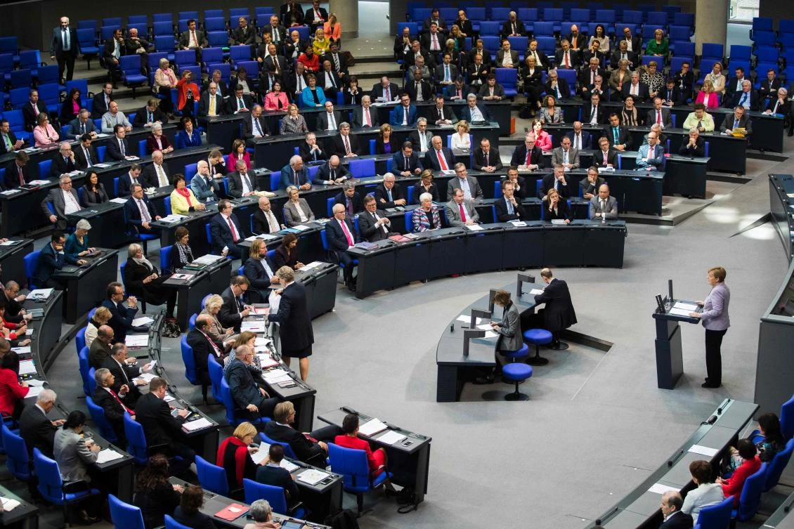 German Chancellor Angela Merkel delivers a speech on Europe at the Bundestag, the German lower house of parliament ahead of a EU summit in Brussels. (AFP)