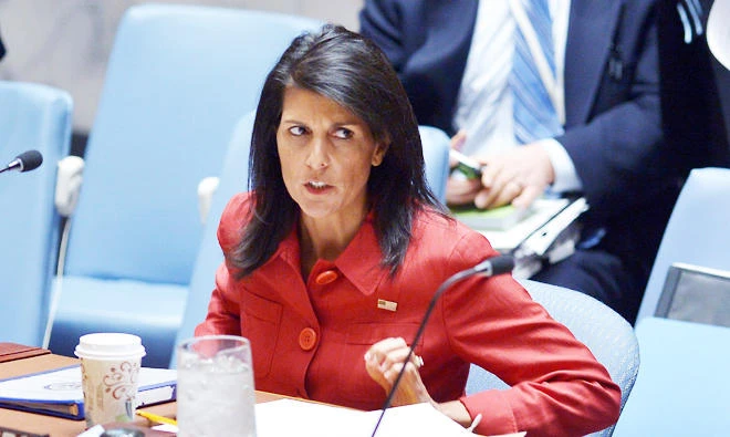 US Ambassador to the UN and current UN Security Council president, Nikki Haley. (AFP)