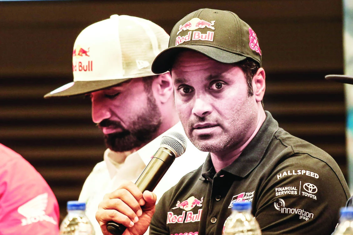Nasser Saleh Al-Attiyah at the pre-event press conference of the recent FIA World Cup event in Abu Dhabi. (AN photo)