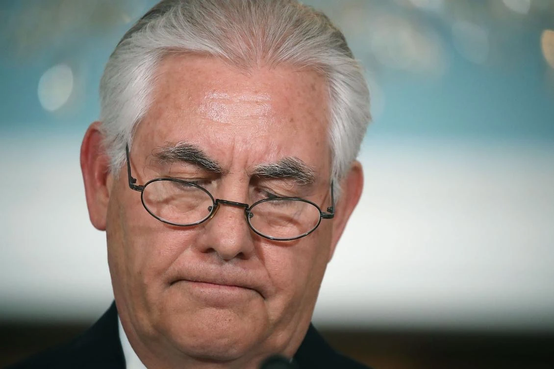 US Secretary of State Rex Tillerson speaks about Iran and North Korea, at the State Department(AFP)