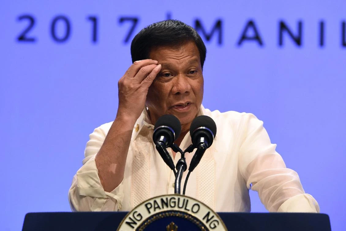 Philippines’ President Rodrigo Duterte speaks during a press conference at the end of Association of Souteast Asian Nations (ASEAN) leaders’ summit in Manila on April 29, 2017. (AFP)