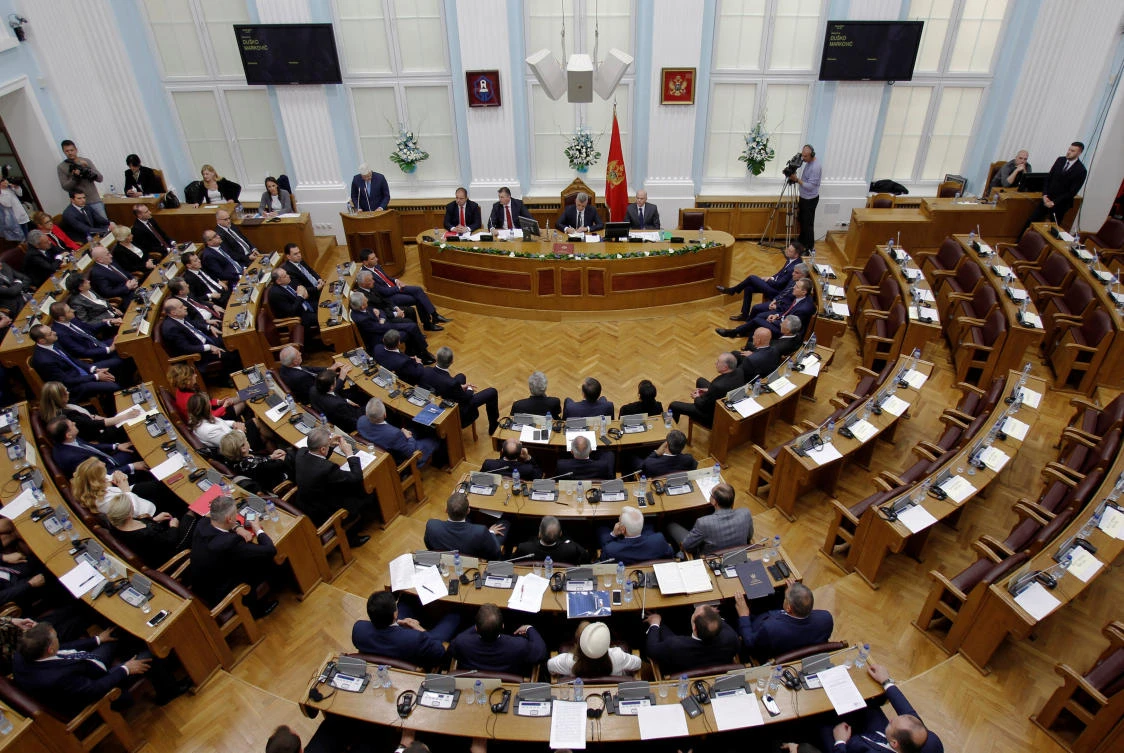 General view of Montenegro's parliament during a discussion on NATO membership agreement in Cetinje, Montenegro. (Reuters)