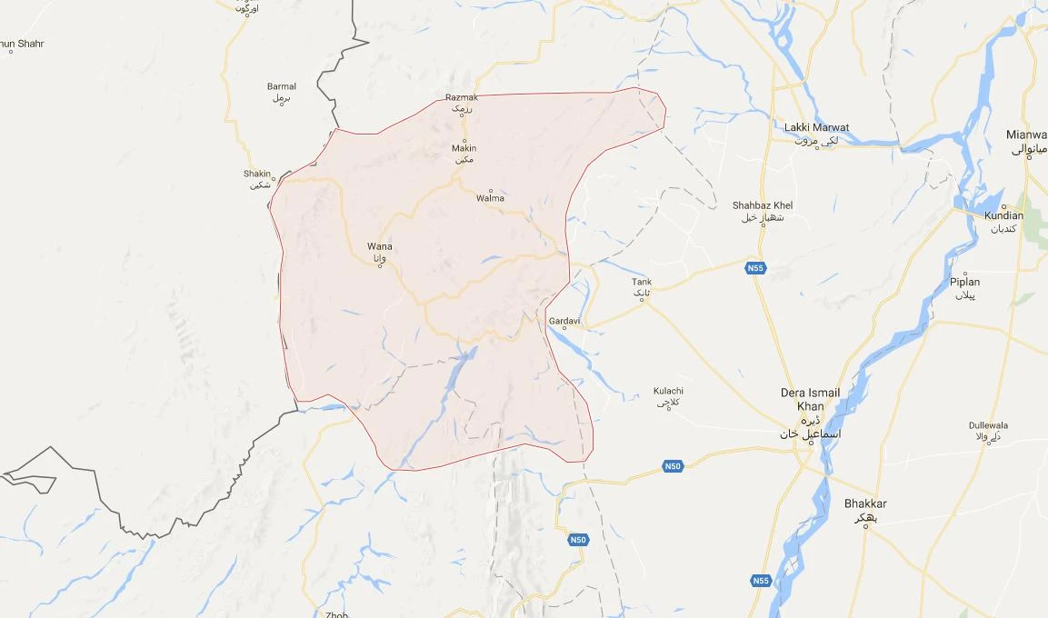 Pakistani soldiers and the Taliban exchanged intense fire South Waziristan tribal region. (Google Maps)