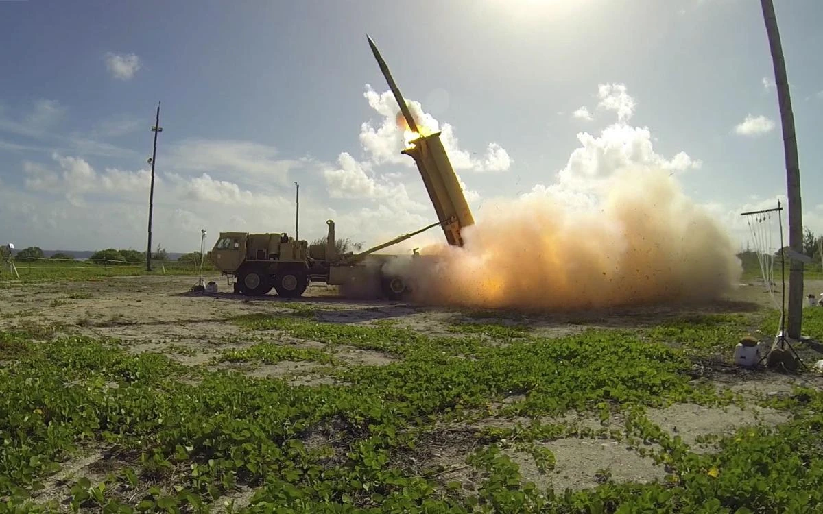 A terminal High Altitude Area Defense (THAAD) interceptor being launched from a THAAD battery located on Wake Island in the Pacific Ocean. (DoD/AFP)