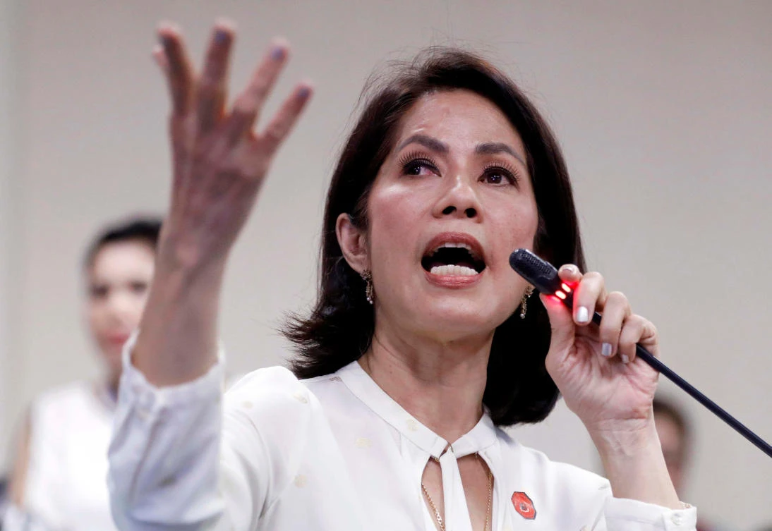 Philippine Environment Secretary Regina Lopez speaks during her Congressional confirmation hearing at Senate in Manila, Philippines. (Reuters)