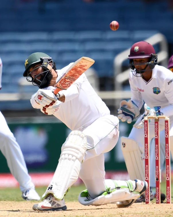 Pakistan's captain Misbah-ul-Haq hits a boundary against West Indies in Bridgetown, Barbados. (AFP)