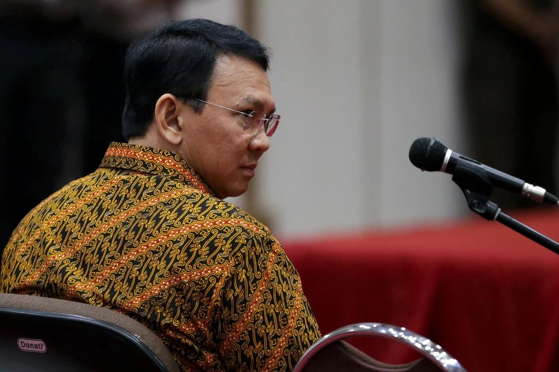 Jakarta's Governor Basuki Tjahaja Purnama attends his ongoing trial for blasphemy at the North Jakarta court in Jakarta on April 25, 2017. (AFP)