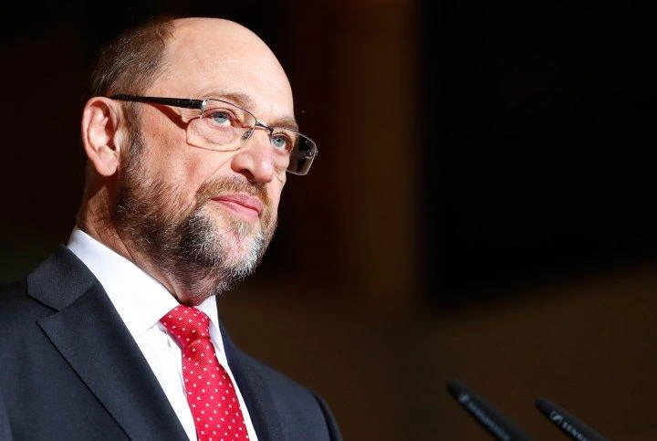 Martin Schulz, former president of the European Parliament, looks on during a news conference in Berlin on Jan. 24, 2017. (REUTERS)