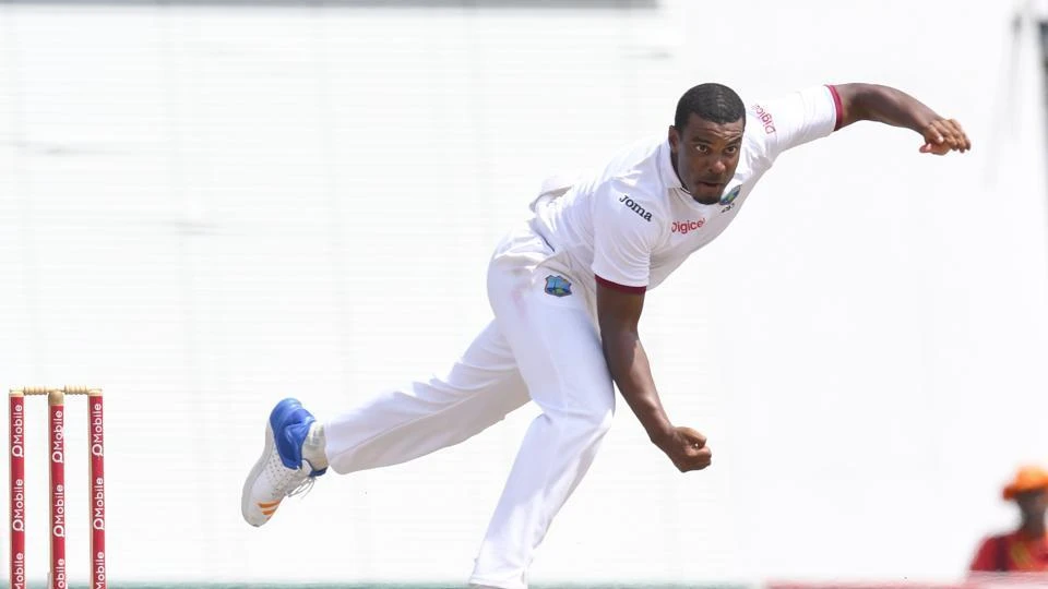 Shannon Gabriel of West Indies in action against Pakistan during the second Test at Kensington Oval, Bridgetown, Barbados on Thursday. (AFP)