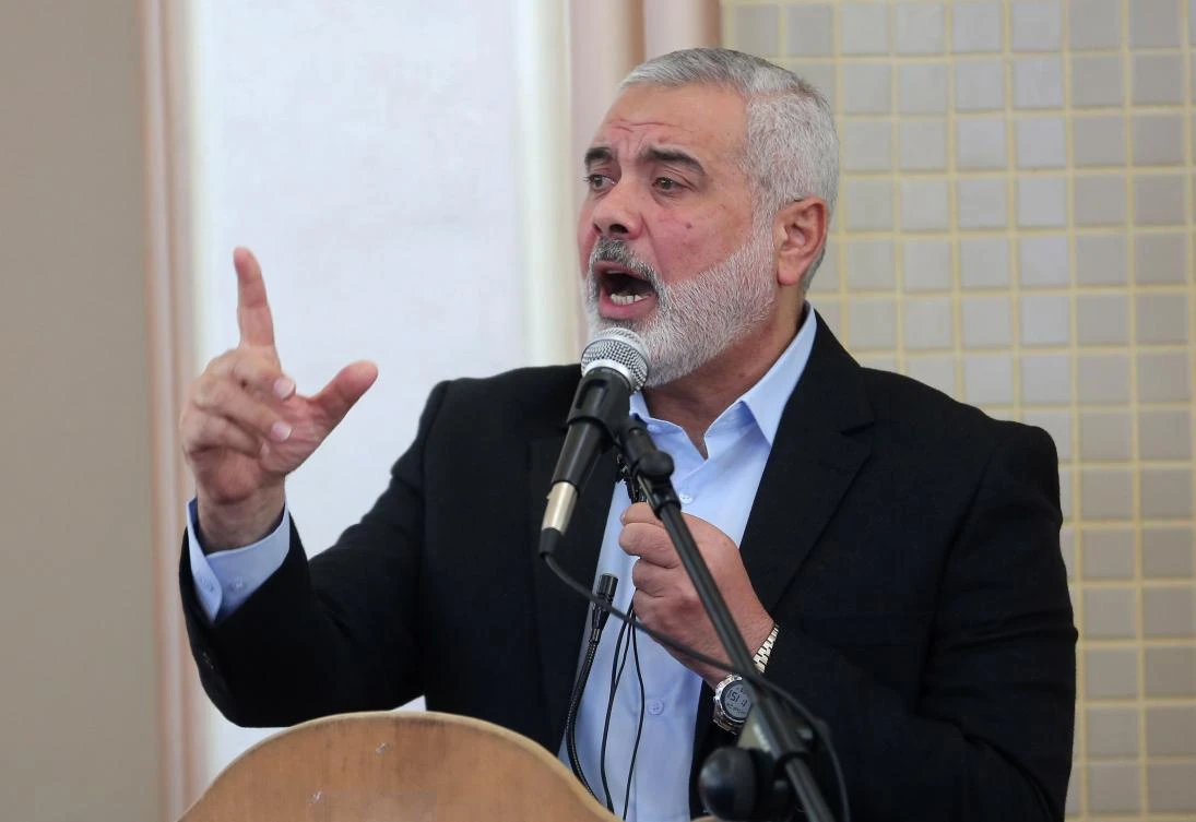 This file photo taken on February 24, 2017 shows senior political Hamas leader Ismail Haniya speaking during the opening of a new mosque in Rafah town in the southern Gaza Strip. (AFP / SAID KHATIB)