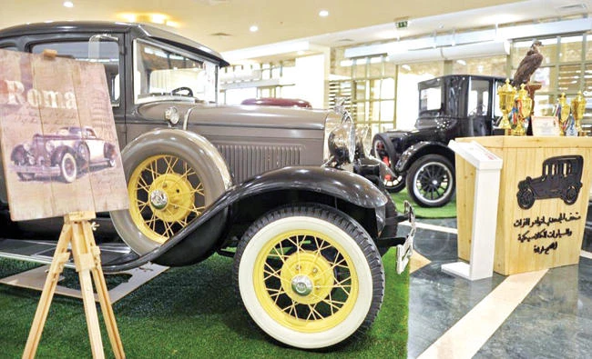 A Ford Model A coupe, foreground, is on display at the Heritage and Classic Cars festival recently held in Qassim. A Ford model T is in the background.