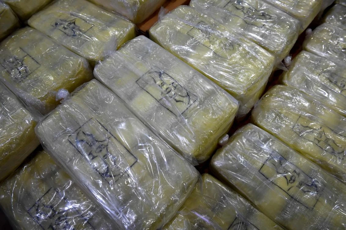 This photo taken on May 2, 2017 shows "yaba", or amphetamine pills, laced with caffeine displayed in packages during a press conference at the Office of the Narcotics Control Board in Bangkok. (AFP)