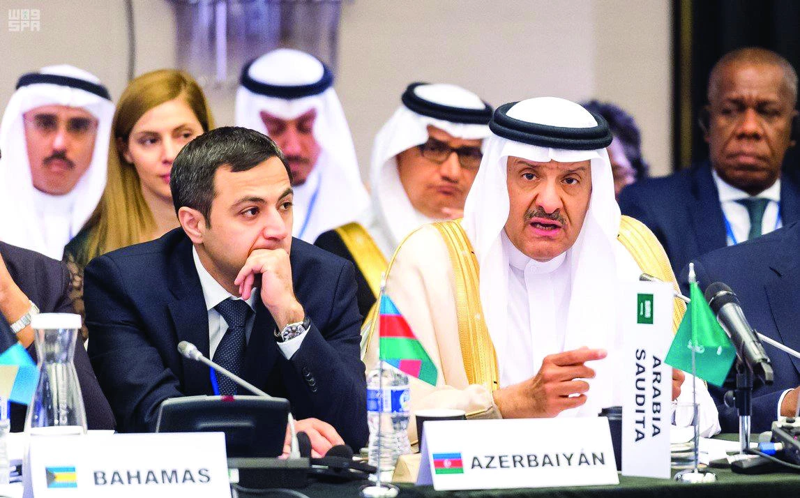 SCTH President Prince Sultan bin Salman speaks at a session of the executive council of the UN World Tourism Organization (UNWTO) in Madrid. (SPA)