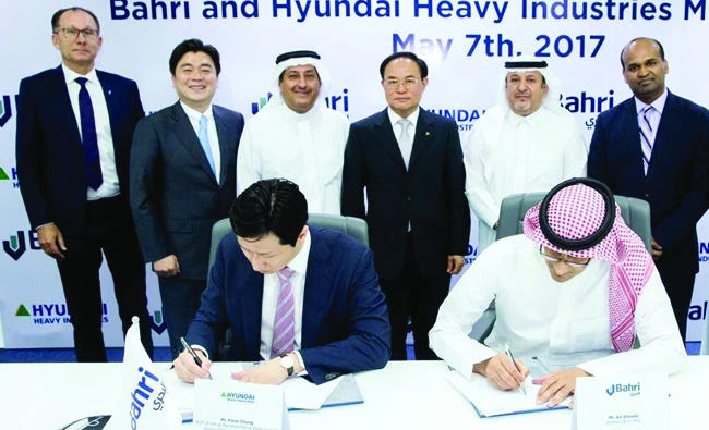 Bahri officials sign a MoU with Hyundai at Bahri’s headquarters in Riyadh.