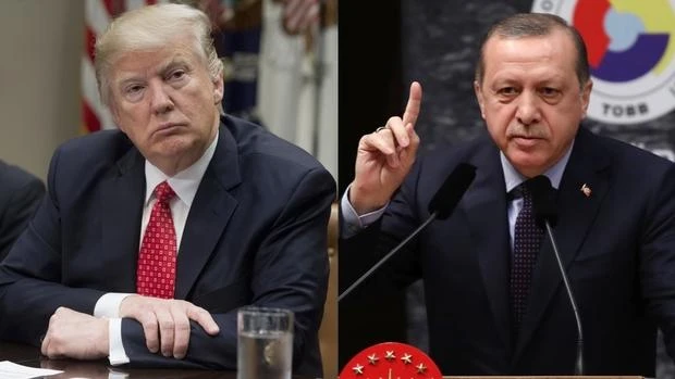 US President Donald Trump (L) and Turkish President Erdogan. (AFP)