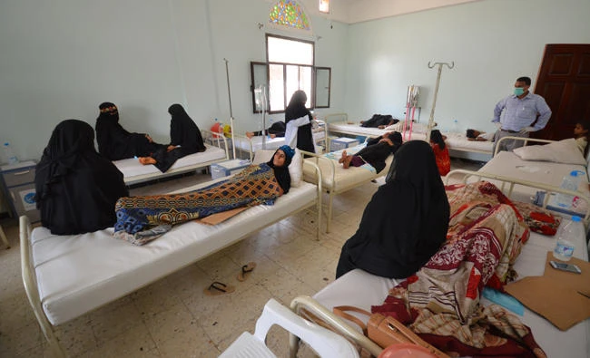 Women sit with relatives infected with cholera at a hospital in the Red Sea port city of Hodeidah, Yemen, on Sunday. (REUTERS/Abduljabbar Zeyad)