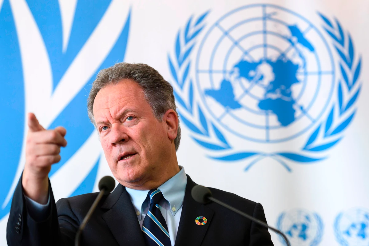 The new head of the World Food Programme (WFP) David Beasley attends a press conference about an updated aid appeal for South Sudan on May 15, 2017 at the United Nations Office in Geneva. (AFP)