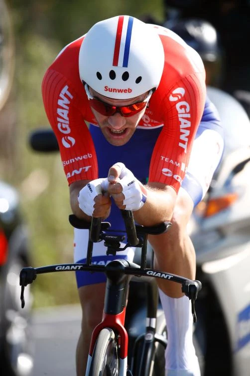 Dutch cyclist Tom Dumoulin from Team Sunweb competes during the 10th stage from Foligno to Montefalco of 100th Giro d'Italia, Tour of Italy on Tuesday in Montefalco. (AFP)
