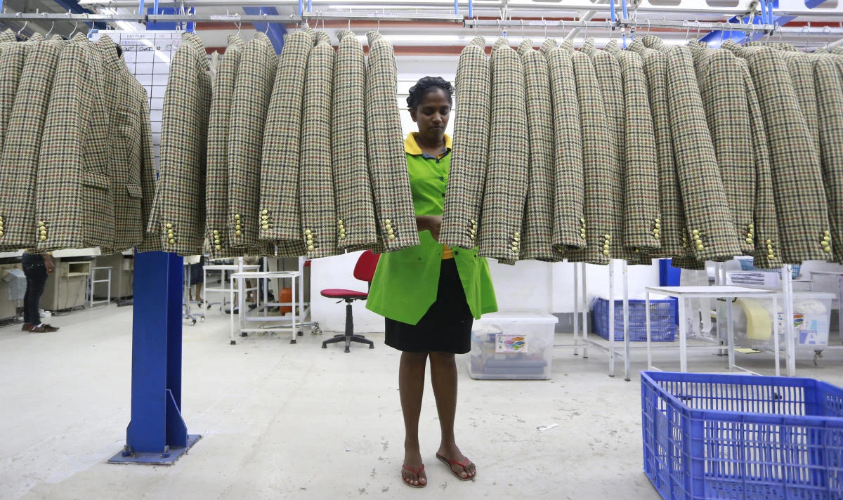 A Sri Lankan woman works at a garment factory in country's largest export processing zone in Katunayaka, outskirts of Colombo, Sri Lanka. (AP)