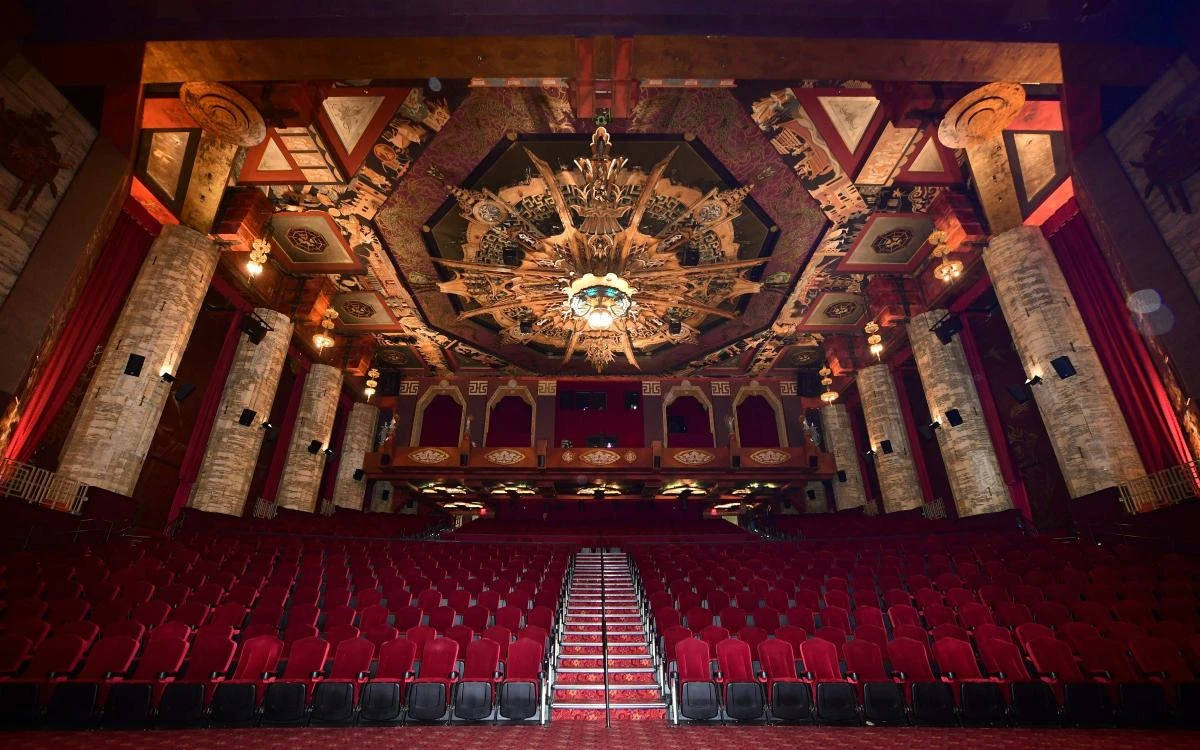 The artwork which began in 1928 by Chinese-born American actor Keye Luke remains decorating the ornate ceiling inside the TCL Chinese Theater in Hollywood, California, as seen on May 15, 2017, ahead of the 90th anniversary of one of Hollywood's most iconic landmarks, famous for the Hand and Foot prints of movie stars and directors, whose opening on May 18, 1927 was one of the most spectacular in motion picture history when Sid Grauman, Mary Pickford, Douglas Fairbanks, Sr. and Howard Schenck opened Grauman's Chinese Theater. (AFP)