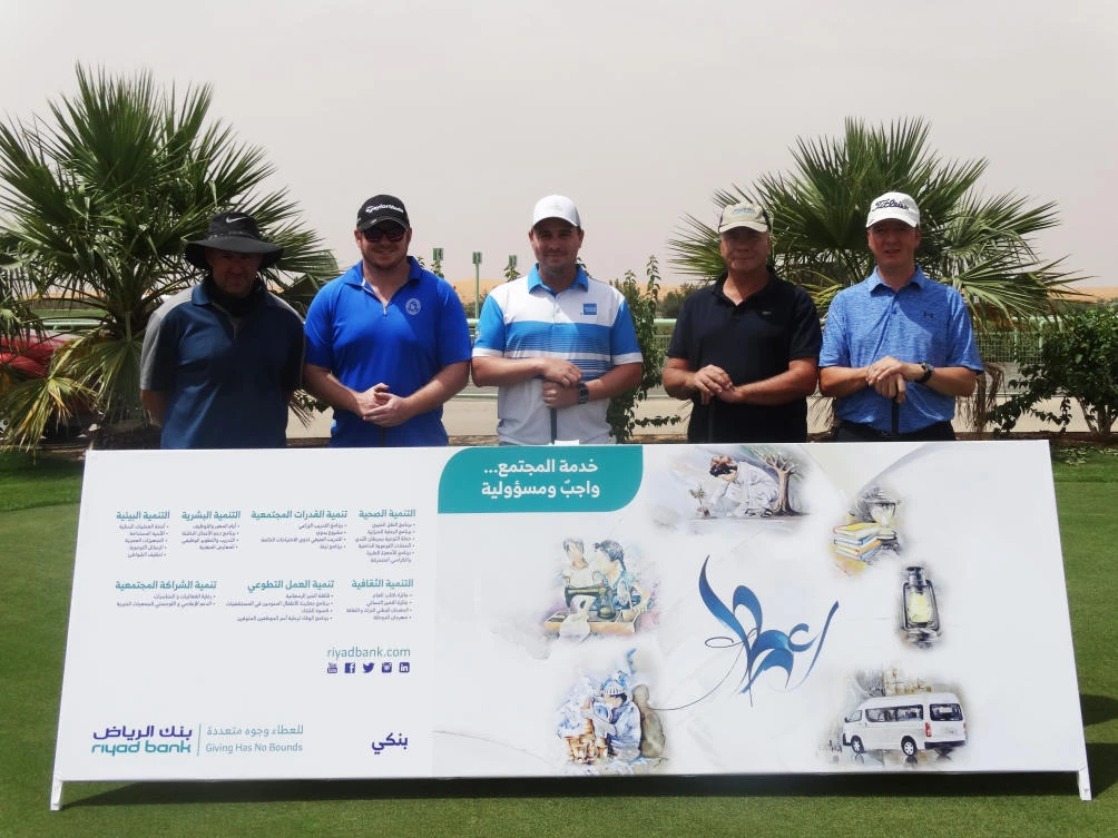Golfers Craig Mcguire, Shane Eastwood, Mathew Clement, Ian Kirk and Neal Carberry pose for a picture during practice round for the 3rd Riyad Bank Golf Tournament 2017. (AN photo)