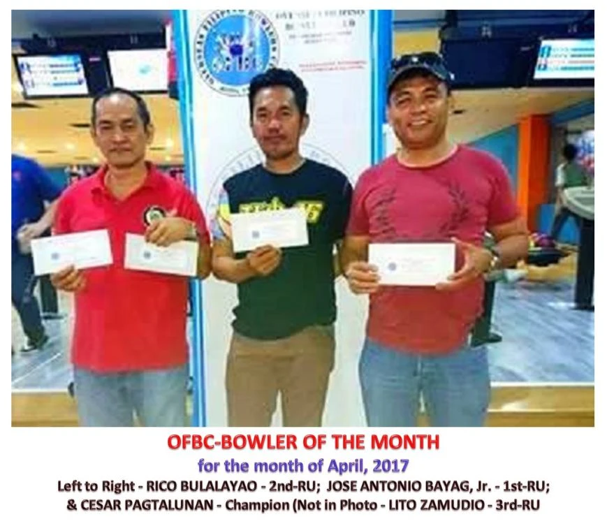 Men's division winners, from left, Rico Bulalayao, Jose Bayag Jr., and Cesar Pagtalunan.