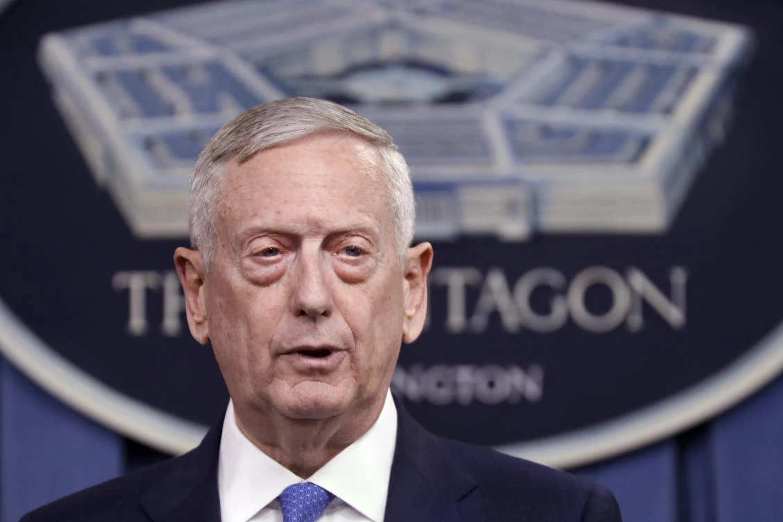 Defense Secretary Jim Mattis speaks at the Pentagon,is looking ahead toward a decisive battleground in its bid to destroy the Daesh group, even as US-backed local forces must still finish the fight for the extremists’ two main strongholds in Iraq and Syria. (AP)